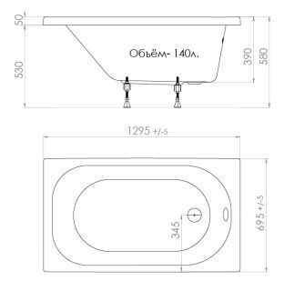 Акриловая ванна Triton Стандарт 130x70 см